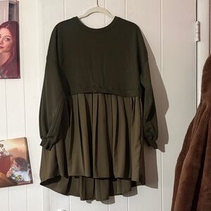 Olive Green Long Sleeve Dress